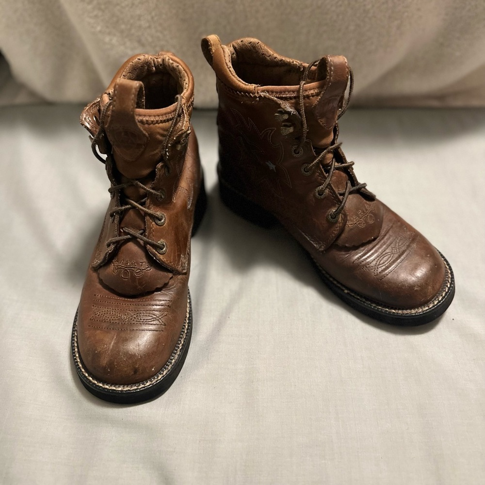 ARIAT ProBaby Lacer Brown Leather Lace-Up Women’s Boots Size 6 style 16304 Nice!